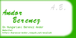 andor berencz business card